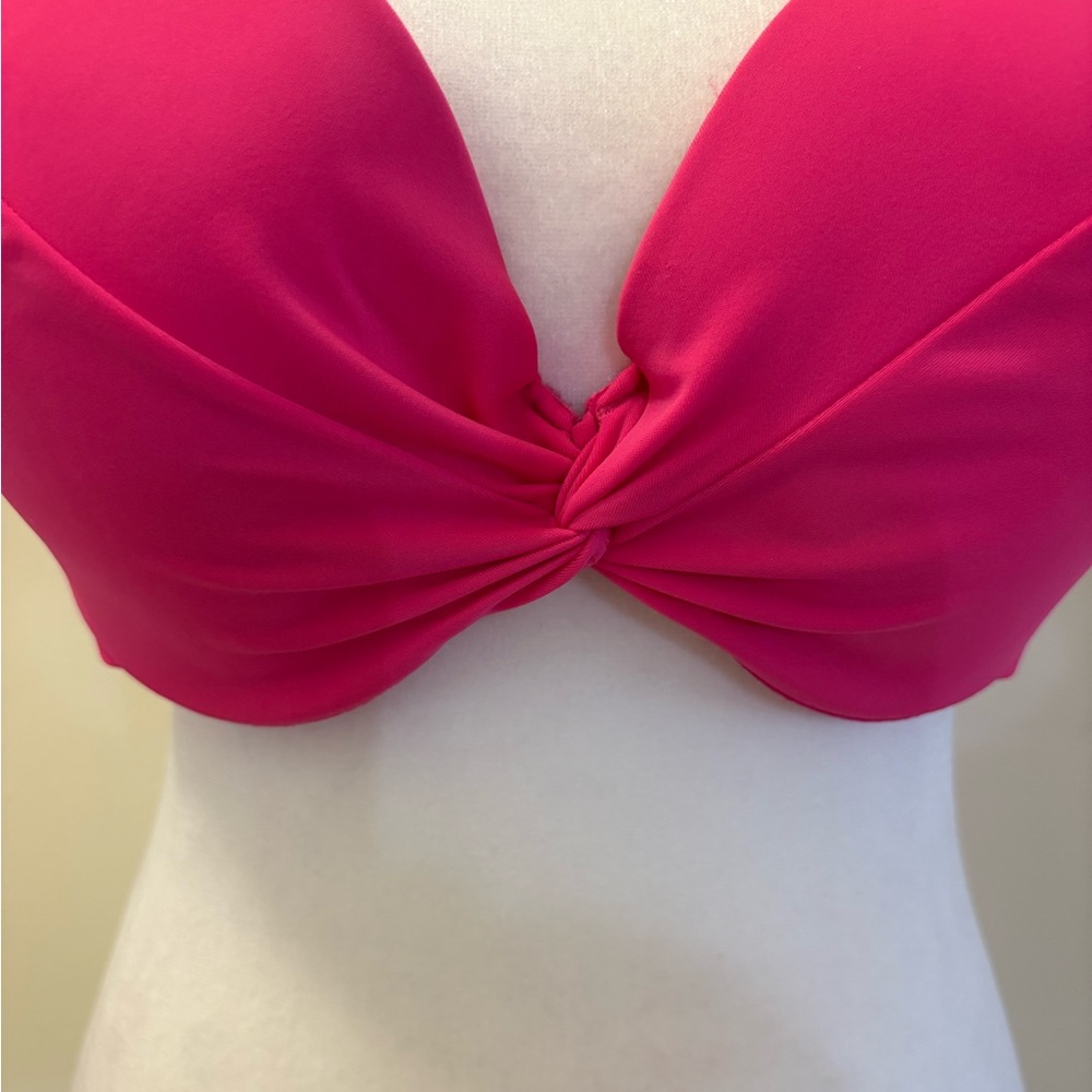 Victoria’s Secret Hot Pink Twist Front Bikini Top Size 36D - Picture 3 of 15